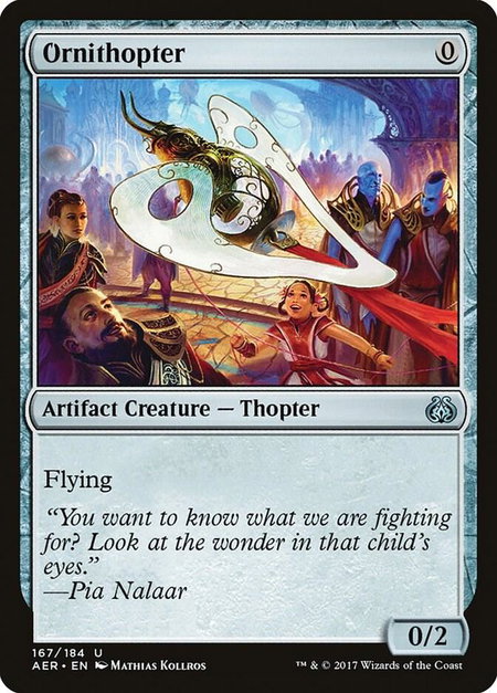 Ornithopter trading card from Aether Revolt Ornithopter - Aether Revolt Magic: The Gathering trading card