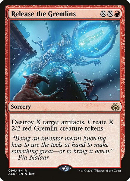 Release the Gremlins trading card from Aether Revolt Release the Gremlins - Aether Revolt Magic: The Gathering trading card