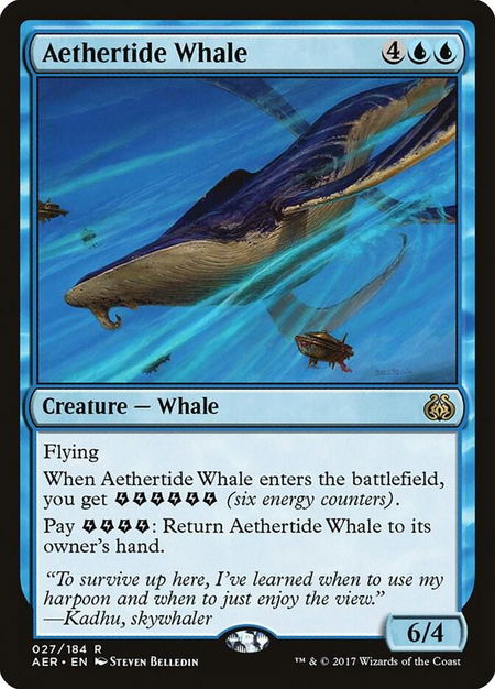 Aethertide Whale trading card from Aether Revolt Aethertide Whale - Aether Revolt Magic: The Gathering trading card