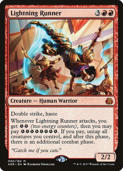 Lightning Runner trading card from Aether Revolt Lightning Runner - Aether Revolt Magic: The Gathering trading card