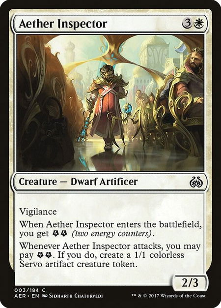 Aether Inspector trading card from Aether Revolt Aether Inspector - Aether Revolt Magic: The Gathering trading card