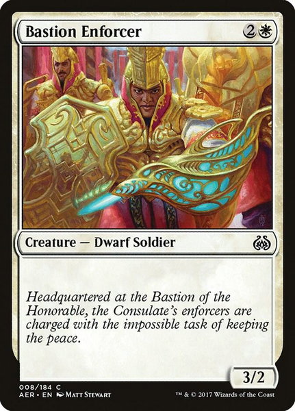 Bastion Enforcer trading card from Aether Revolt Bastion Enforcer - Aether Revolt Magic: The Gathering trading card
