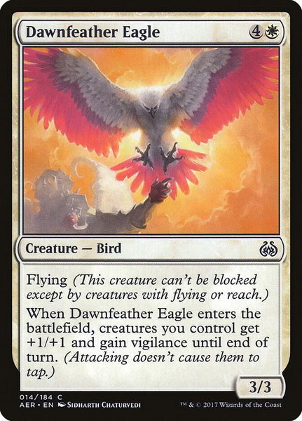 Dawnfeather Eagle trading card from Aether Revolt Dawnfeather Eagle - Aether Revolt Magic: The Gathering trading card