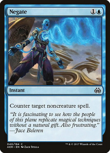 Negate trading card from Aether Revolt Negate - Aether Revolt Magic: The Gathering trading card