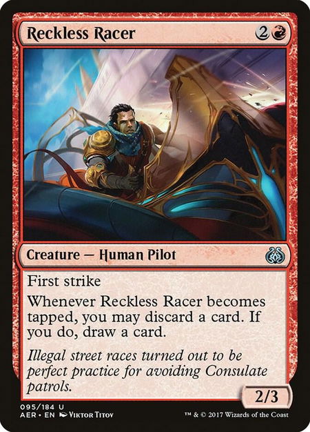 Reckless Racer trading card from Aether Revolt Reckless Racer - Aether Revolt Magic: The Gathering trading card