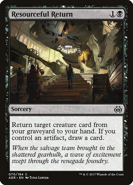 Resourceful Return trading card from Aether Revolt Resourceful Return - Aether Revolt Magic: The Gathering trading card