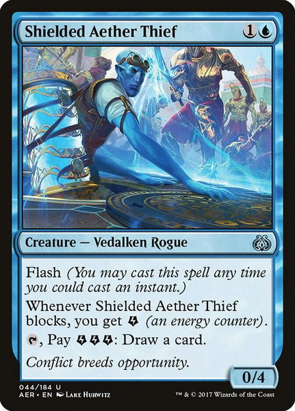 Shielded Aether Thief - Aether Revolt Magic: The Gathering trading card