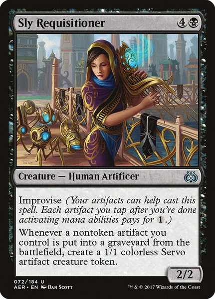 Sly Requisitioner trading card from Aether Revolt Sly Requisitioner - Aether Revolt Magic: The Gathering trading card