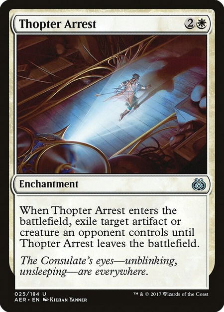 Thopter Arrest trading card from Aether Revolt Thopter Arrest - Aether Revolt Magic: The Gathering trading card