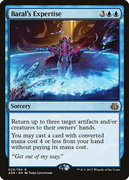 Baral's Expertise trading card from Aether Revolt Baral's Expertise - Aether Revolt Magic: The Gathering trading card