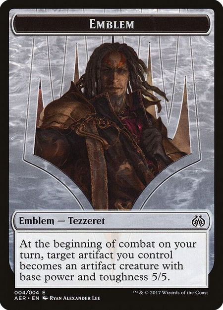 Emblem - Tezzeret the Schemer - Aether Revolt Magic: The Gathering trading card