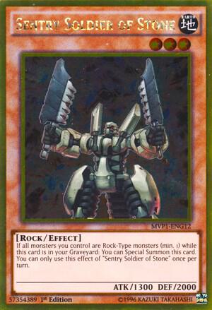 Sentry Soldier of Stone trading card from The Dark Side of Dimensions Movie Pack: Gold Edition Sentry Soldier of Stone - The Dark Side of Dimensions Movie Pack: Gold Edition YuGiOh trading card