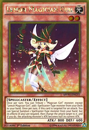 Lemon Magician Girl trading card from The Dark Side of Dimensions Movie Pack: Gold Edition Lemon Magician Girl - The Dark Side of Dimensions Movie Pack: Gold Edition YuGiOh trading card