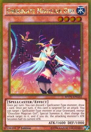 Chocolate Magician Girl trading card from The Dark Side of Dimensions Movie Pack: Gold Edition Chocolate Magician Girl - The Dark Side of Dimensions Movie Pack: Gold Edition YuGiOh trading card