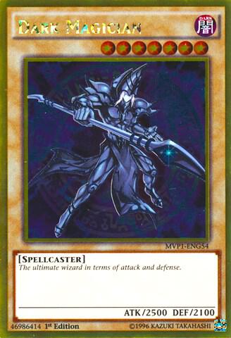 Dark Magician trading card from The Dark Side of Dimensions Movie Pack: Gold Edition Dark Magician - The Dark Side of Dimensions Movie Pack: Gold Edition YuGiOh trading card