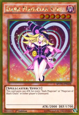 Dark Magician Girl trading card from The Dark Side of Dimensions Movie Pack: Gold Edition Dark Magician Girl - The Dark Side of Dimensions Movie Pack: Gold Edition YuGiOh trading card