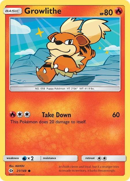 Growlithe - SM Base Set Pokémon trading card