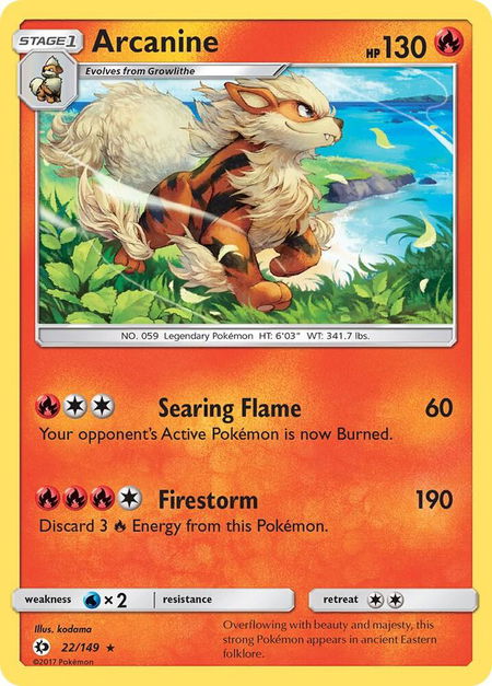 Arcanine - SM Base Set Pokémon trading card