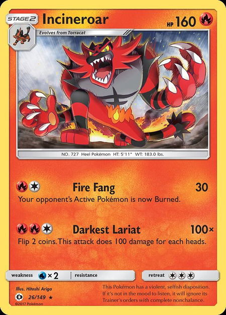 Incineroar - SM Base Set Pokémon trading card