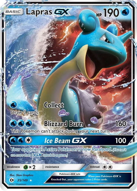 Lapras GX trading card from SM Base Set Lapras GX - SM Base Set Pokémon trading card