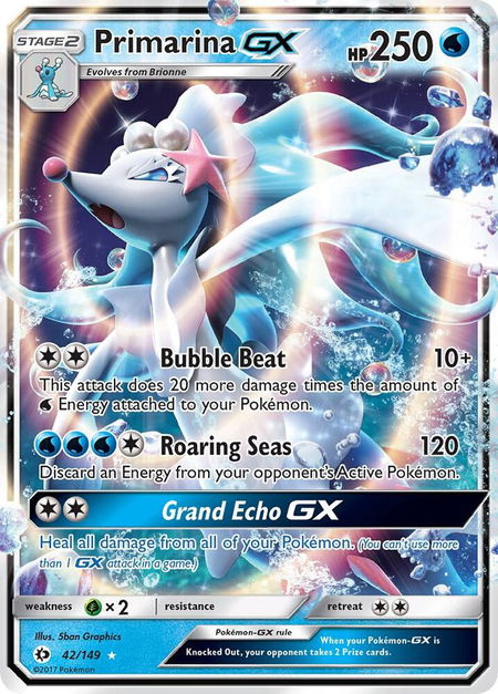 Primarina GX - SM Base Set Pokémon trading card