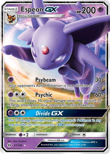 Espeon GX - SM Base Set Pokémon trading card