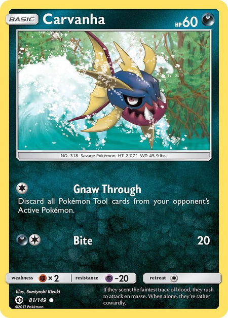 Carvanha - SM Base Set Pokémon trading card