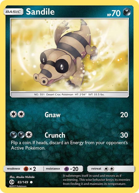 Sandile - SM Base Set Pokémon trading card