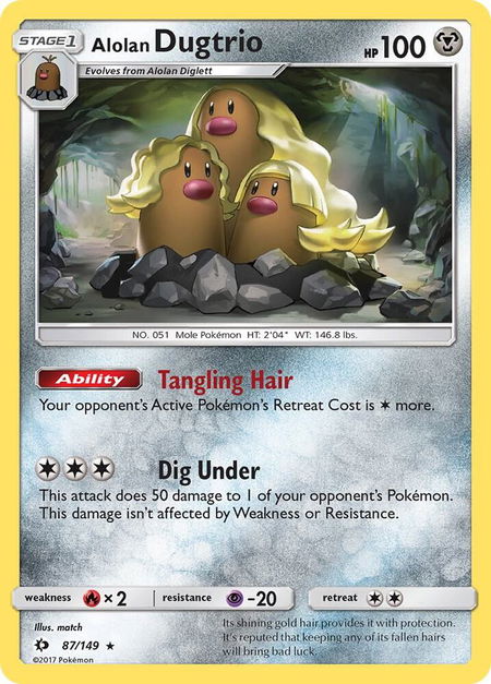 Alolan Dugtrio - SM Base Set Pokémon trading card