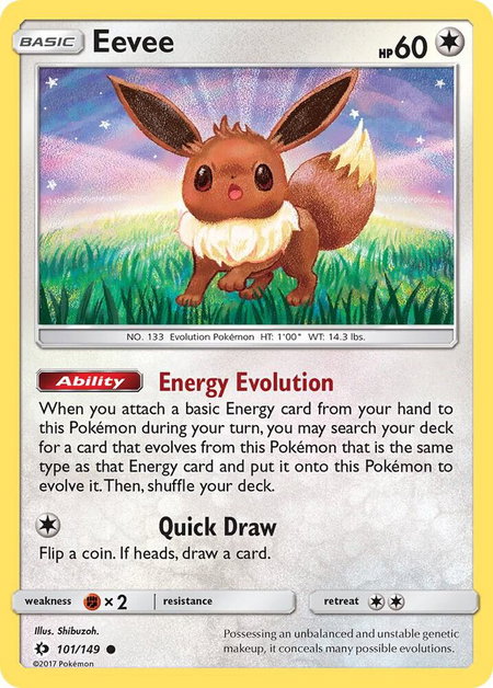 Eevee trading card from SM Base Set Eevee - SM Base Set Pokémon trading card