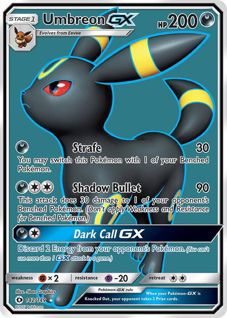 Umbreon GX (Full Art) trading card from SM Base Set Umbreon GX (Full Art) - SM Base Set Pokémon trading card