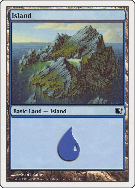 Island (338) - 9th Edition Magic: The Gathering trading card