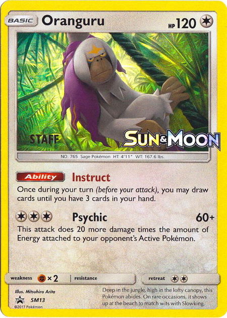 Oranguru - SM13 (Prerelease) [Staff] - SM Promos Pokémon trading card