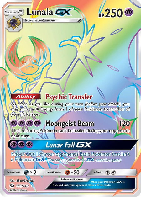 Lunala GX (Secret) - SM Base Set Pokémon trading card