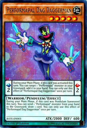 Performapal Dag Daggerman trading card from Raging Tempest Performapal Dag Daggerman - Raging Tempest YuGiOh trading card
