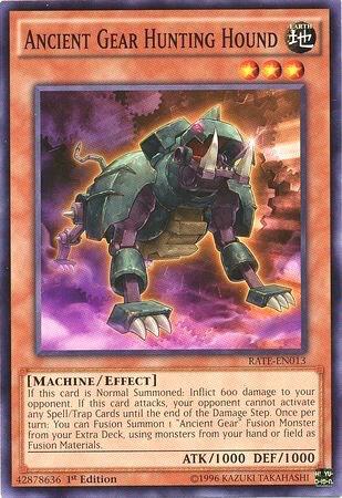 Ancient Gear Hunting Hound trading card from Raging Tempest Ancient Gear Hunting Hound - Raging Tempest YuGiOh trading card