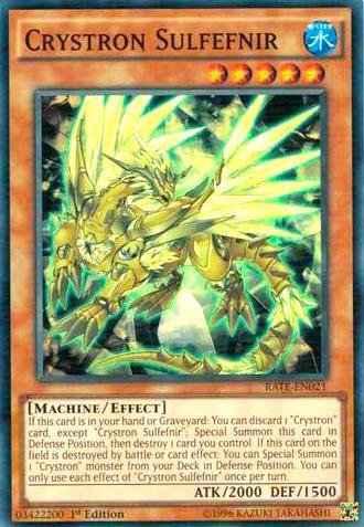 Crystron Sulfefnir trading card from Raging Tempest Crystron Sulfefnir - Raging Tempest YuGiOh trading card