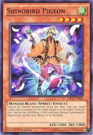 Shinobird Pigeon trading card from Raging Tempest Shinobird Pigeon - Raging Tempest YuGiOh trading card