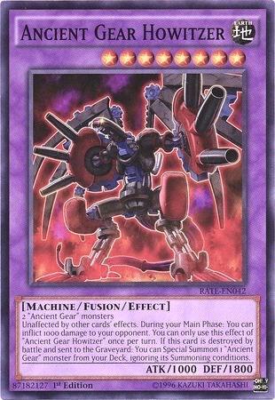 Ancient Gear Howitzer trading card from Raging Tempest Ancient Gear Howitzer - Raging Tempest YuGiOh trading card
