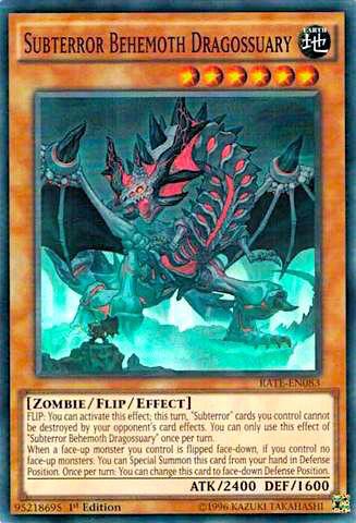 Subterror Behemoth Dragossuary trading card from Raging Tempest Subterror Behemoth Dragossuary - Raging Tempest YuGiOh trading card