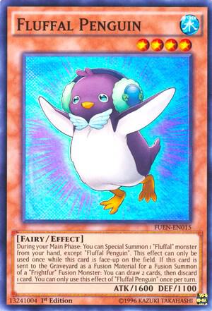 Fluffal Penguin trading card from Fusion Enforcers Fluffal Penguin - Fusion Enforcers YuGiOh trading card