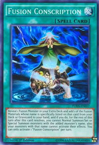Fusion Conscription - Fusion Enforcers (FUEN) #FUEN-EN057 - Super Rare YuGiOh Trading Card