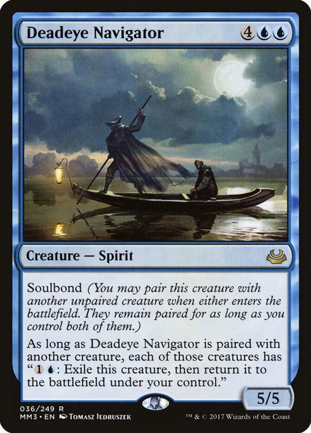 Deadeye Navigator trading card from Modern Masters 2017 Deadeye Navigator - Modern Masters 2017 Magic: The Gathering trading card