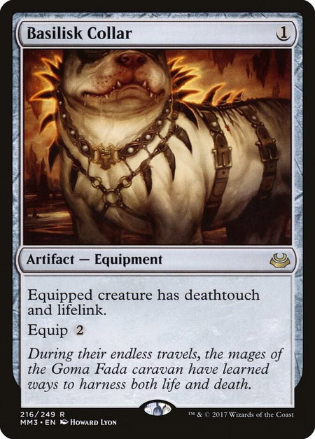 Basilisk Collar trading card from Modern Masters 2017 Basilisk Collar - Modern Masters 2017 Magic: The Gathering trading card