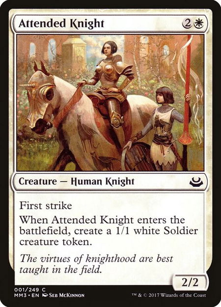Attended Knight trading card from Modern Masters 2017 Attended Knight - Modern Masters 2017 Magic: The Gathering trading card