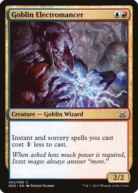Goblin Electromancer trading card from Duel Decks: Mind vs. Might Goblin Electromancer - Duel Decks: Mind vs. Might Magic: The Gathering trading card