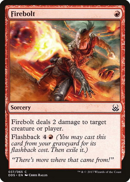 Firebolt trading card from Duel Decks: Mind vs. Might Firebolt - Duel Decks: Mind vs. Might Magic: The Gathering trading card
