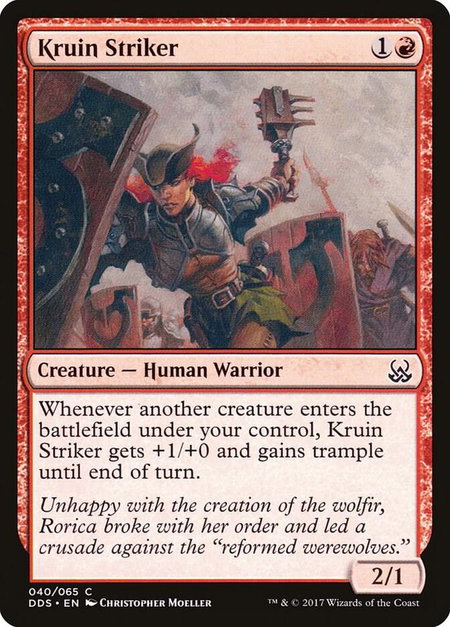 Kruin Striker trading card from Duel Decks: Mind vs. Might Kruin Striker - Duel Decks: Mind vs. Might Magic: The Gathering trading card