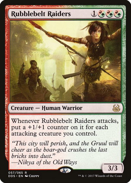 Rubblebelt Raiders trading card from Duel Decks: Mind vs. Might Rubblebelt Raiders - Duel Decks: Mind vs. Might Magic: The Gathering trading card