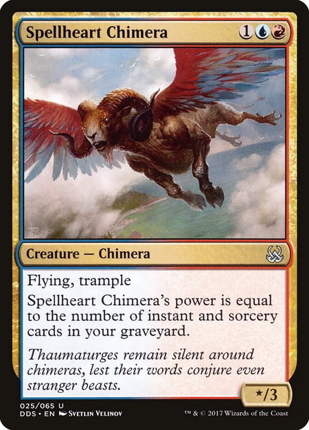 Spellheart Chimera trading card from Duel Decks: Mind vs. Might Spellheart Chimera - Duel Decks: Mind vs. Might Magic: The Gathering trading card